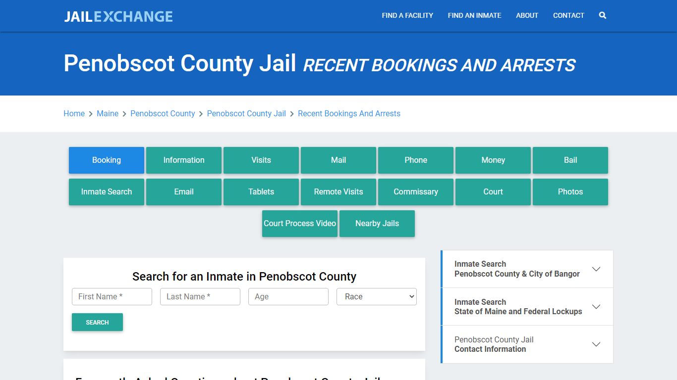 Penobscot County Jail Recent Bookings And Arrests - Jail Exchange