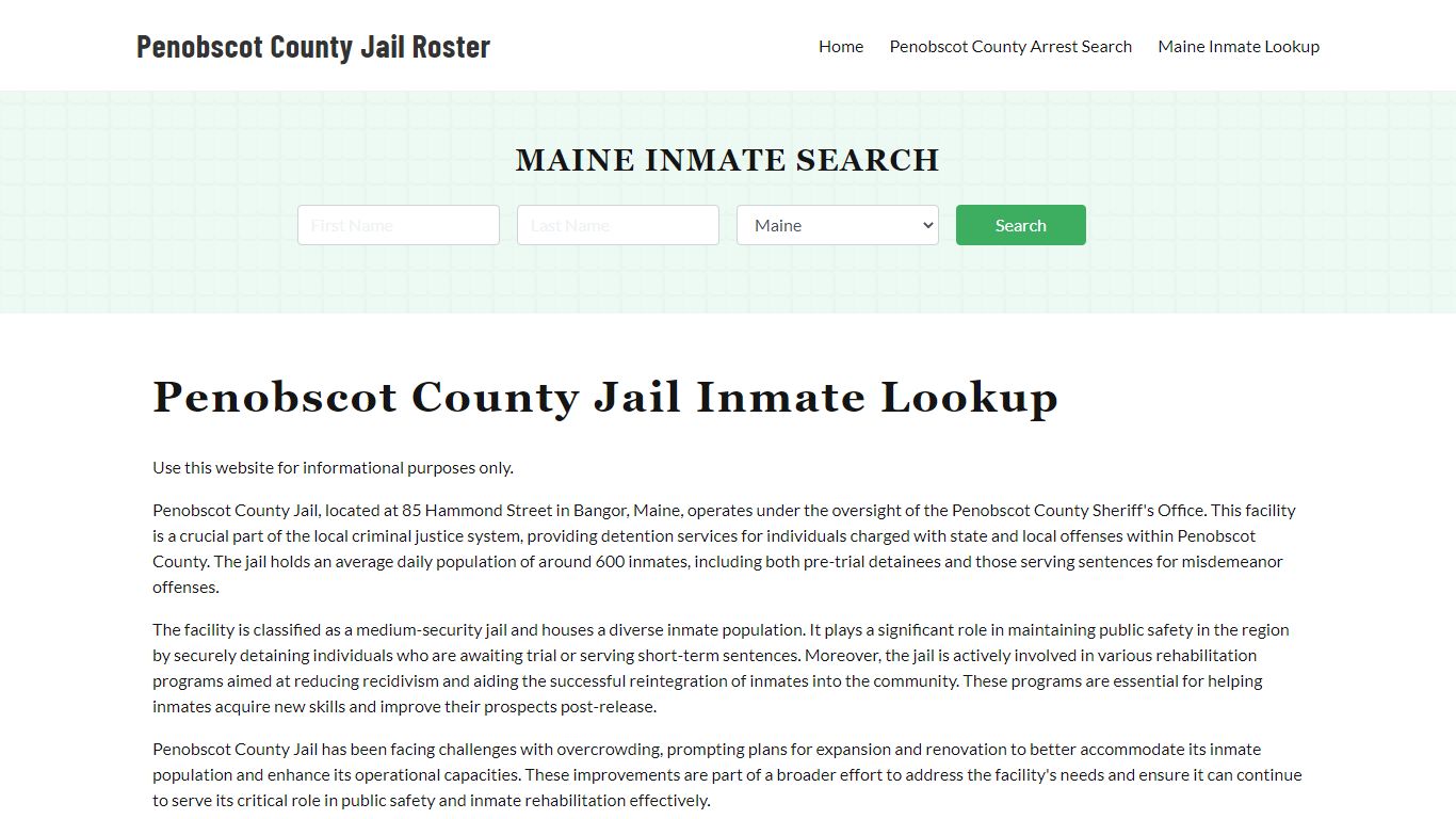 Penobscot County Jail Roster Lookup, ME, Inmate Search